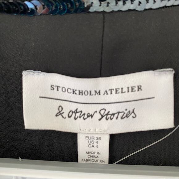 & Other Stories Striped Sequin Lounge Shirt NWTs Black White size 4 - Picture 12 of 13